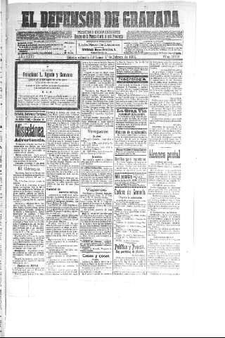 'El Defensor de Granada  : diario político independiente' - Año XXVI Número 13123  - 1904 Febrero 01