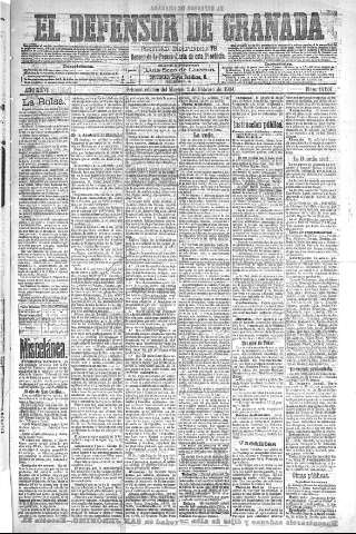 'El Defensor de Granada  : diario político independiente' - Año XXVI Número 13124  - 1904 Febrero 02