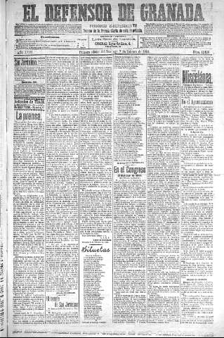 'El Defensor de Granada  : diario político independiente' - Año XXVI Número 13129  - 1904 Febrero 07
