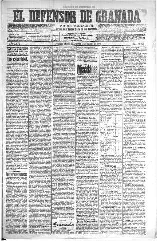 'El Defensor de Granada  : diario político independiente' - Año XXVI Número 13154  - 1904 Marzo 03