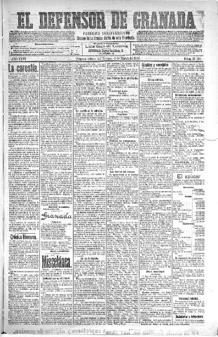 'El Defensor de Granada  : diario político independiente' - Año XXVI Número 13155  - 1904 Marzo 04