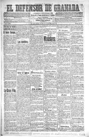 'El Defensor de Granada  : diario político independiente' - Año XXVI Número 13156  - 1904 Marzo 05