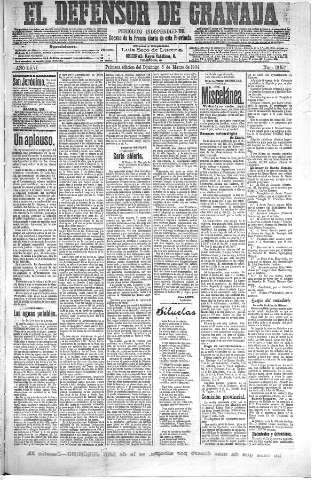 'El Defensor de Granada  : diario político independiente' - Año XXVI Número 13157  - 1904 Marzo 06