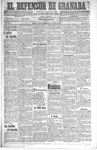'El Defensor de Granada  : diario político independiente' - Año XXVI Número 13168  - 1904 Marzo 17
