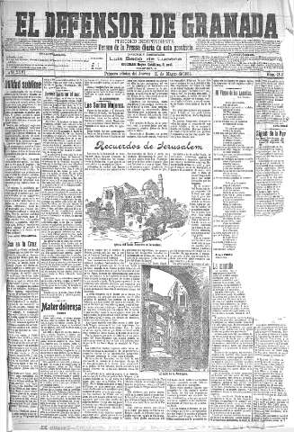 'El Defensor de Granada  : diario político independiente' - Año XXVI Número 13182  - 1904 Marzo 31