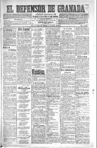 'El Defensor de Granada  : diario político independiente' - Año XXVI Número 13191  - 1904 Abril 10