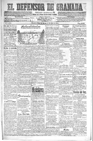 'El Defensor de Granada  : diario político independiente' - Año XXVI Número 13200  - 1904 Abril 19