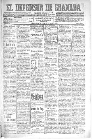 'El Defensor de Granada  : diario político independiente' - Año XXVI Número 13202  - 1904 Abril 21