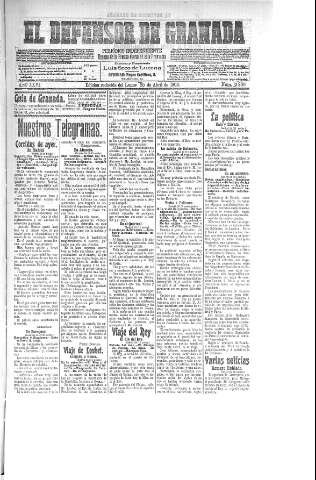 'El Defensor de Granada  : diario político independiente' - Año XXVI Número 13206  - 1904 Abril 25