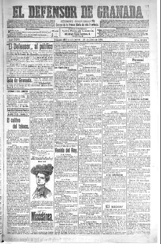 'El Defensor de Granada  : diario político independiente' - Año XXVI Número 13209  - 1904 Abril 28