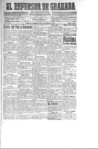 'El Defensor de Granada  : diario político independiente' - Año XXVI Número 13213  - 1904 Mayo 02