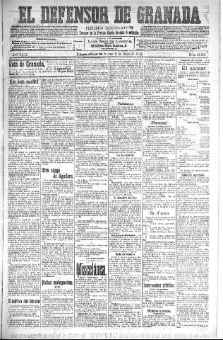'El Defensor de Granada  : diario político independiente' - Año XXVI Número 13216  - 1904 Mayo 05