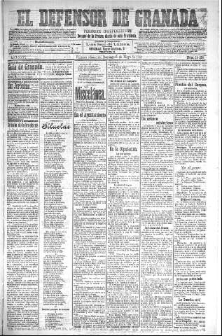 'El Defensor de Granada  : diario político independiente' - Año XXVI Número 13219  - 1904 Mayo 08