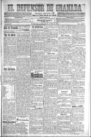 'El Defensor de Granada  : diario político independiente' - Año XXVI Número 13221  - 1904 Mayo 10