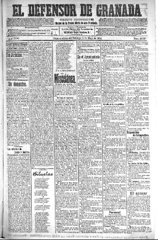'El Defensor de Granada  : diario político independiente' - Año XXVI Número 13226  - 1904 Mayo 15