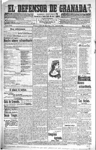 'El Defensor de Granada  : diario político independiente' - Año XXVI Número 13245  - 1904 Junio 01