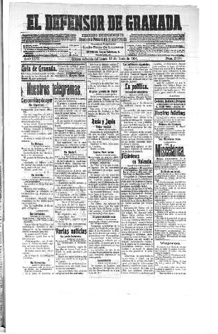 'El Defensor de Granada  : diario político independiente' - Año XXVI Número 13255  - 1904 Junio 13