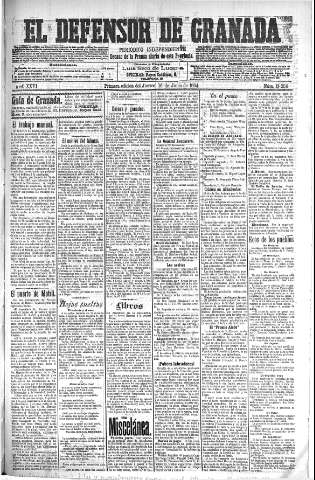'El Defensor de Granada  : diario político independiente' - Año XXVI Número 13259  - 1904 Junio 16