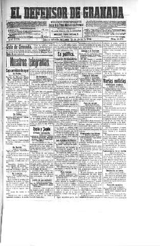 'El Defensor de Granada  : diario político independiente' - Año XXVI Número 13263  - 1904 Junio 20