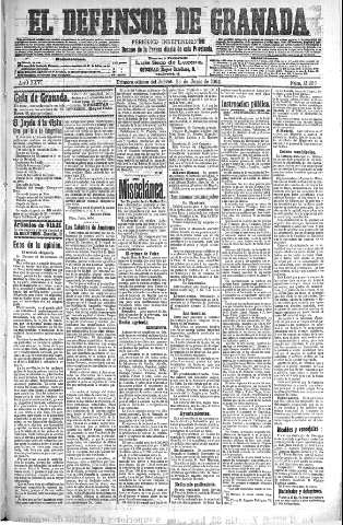 'El Defensor de Granada  : diario político independiente' - Año XXVI Número 13266  - 1904 Junio 23