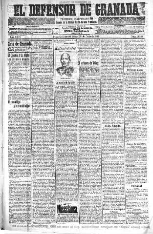 'El Defensor de Granada  : diario político independiente' - Año XXVI Número 13268  - 1904 Junio 25
