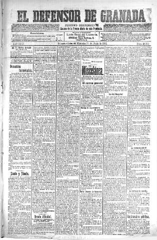 'El Defensor de Granada  : diario político independiente' - Año XXVI Número 13272  - 1904 Junio 29