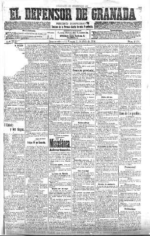 'El Defensor de Granada  : diario político independiente' - Año XXVI Número 13274  - 1904 Julio 01