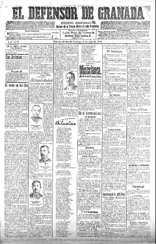 'El Defensor de Granada  : diario político independiente' - Año XXVI Número 13276  - 1904 Julio 03