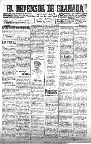 'El Defensor de Granada  : diario político independiente' - Año XXVI Número 13281  - 1904 Julio 08