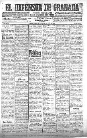 'El Defensor de Granada  : diario político independiente' - Año XXVI Número 13282  - 1904 Julio 09