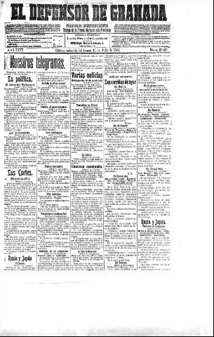 'El Defensor de Granada  : diario político independiente' - Año XXVI Número 13283  - 1904 Julio 11