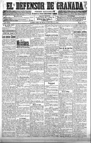 'El Defensor de Granada  : diario político independiente' - Año XXVI Número 13284  - 1904 Julio 12