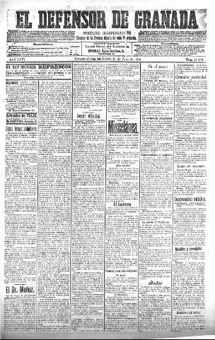 'El Defensor de Granada  : diario político independiente' - Año XXVI Número 13286  - 1904 Julio 14