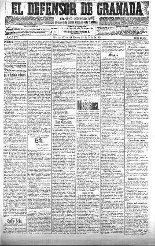 'El Defensor de Granada  : diario político independiente' - Año XXVI Número 13287  - 1904 Julio 15
