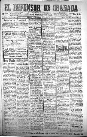 'El Defensor de Granada  : diario político independiente' - Año XXVI Número 13431  - 1904 Diciembre 10