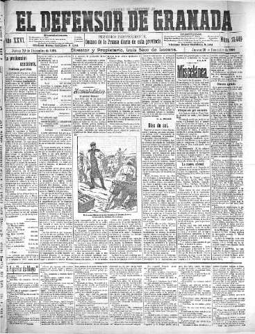 'El Defensor de Granada  : diario político independiente' - Año XXVI Número 13449  - 1904 Diciembre 29
