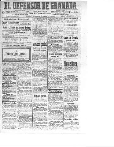 'El Defensor de Granada  : diario político independiente' - Año XXVII Número 13474  - 1905 Enero 23