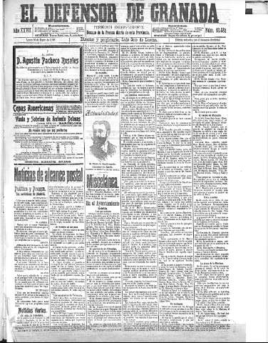 'El Defensor de Granada  : diario político independiente' - Año XXVII Número 13481  - 1905 Enero 30