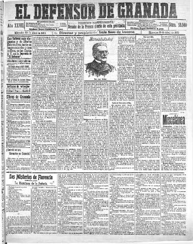 'El Defensor de Granada  : diario político independiente' - Año XXVII Número 13560  - 1905 Abril 19