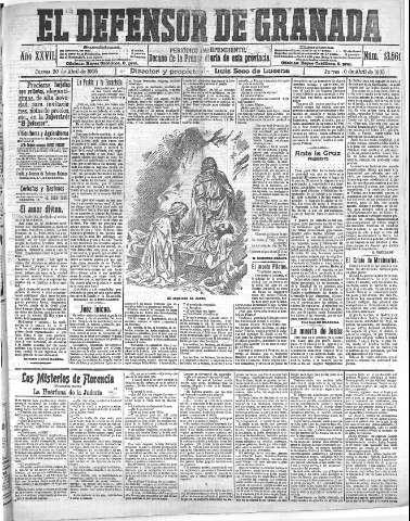 'El Defensor de Granada  : diario político independiente' - Año XXVII Número 13561  - 1905 Abril 20