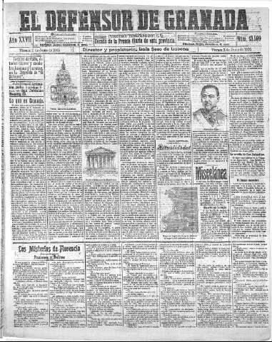'El Defensor de Granada  : diario político independiente' - Año XXVII Número 13599  - 1905 Junio 02