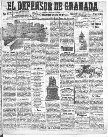 'El Defensor de Granada  : diario político independiente' - Año XXVII Número 13616  - 1905 Junio 22