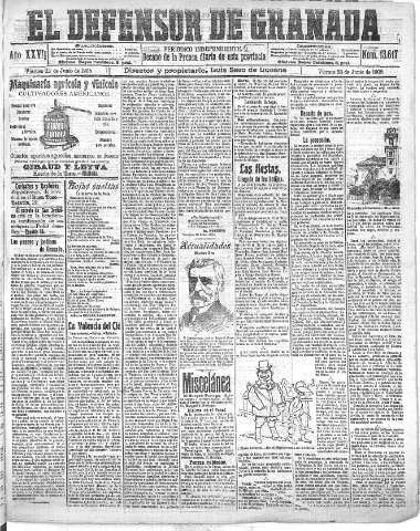 'El Defensor de Granada  : diario político independiente' - Año XXVII Número 13617  - 1905 Junio 23