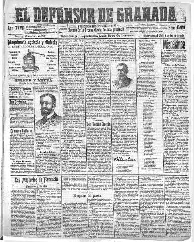 'El Defensor de Granada  : diario político independiente' - Año XXVII Número 13619  - 1905 Junio 25