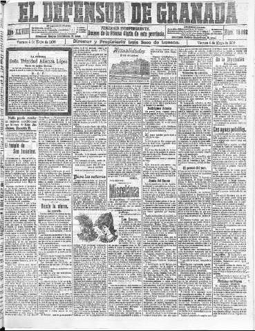 'El Defensor de Granada  : diario político independiente' - Año XXVIII Número 13882  - 1906 Mayo 04
