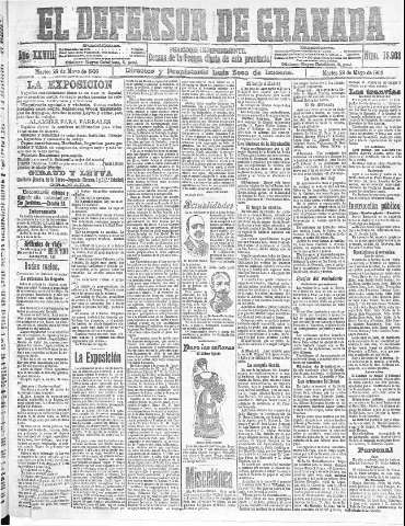 'El Defensor de Granada  : diario político independiente' - Año XXVIII Número 13903  - 1906 Mayo 29