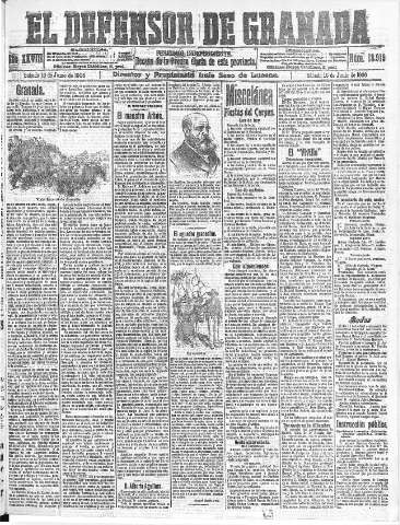 'El Defensor de Granada  : diario político independiente' - Año XXVIII Número 13919  - 1906 Junio 16