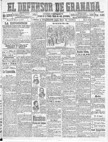 'El Defensor de Granada  : diario político independiente' - Año XXVIII Número 13921  - 1906 Junio 19