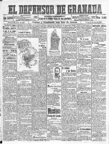 'El Defensor de Granada  : diario político independiente' - Año XXVIII Número 13923  - 1906 Junio 21