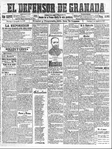 'El Defensor de Granada  : diario político independiente' - Año XXVIII Número 13962  - 1906 Agosto 05